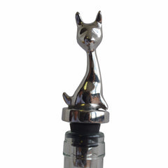 Cat Wine Stopper Handcrafted in Recycled Aluminum - Solid