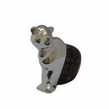 Bear Mini Figurine Handcrafted in Recycled Aluminum with Natural Inserts