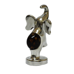 Elephant Mini Figurine Handcrafted in Recycled Aluminum and Resin with Mahogany Inserts