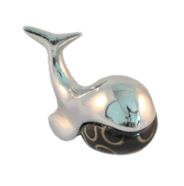 Whale Mini Figurine Handcrafted in Recycled Aluminum and Natural Inserts
