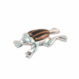 Frog Mini Figurine Handcrafted in Recycled Aluminum and Natural Inserts