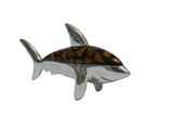 Shark Figurine Handcrafted in Recycled Aluminum with Natural Inserts.