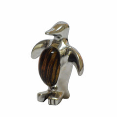 Penguin Mini Figurine Handcrafted in Recycled Aluminum and Resin with Coconut Twigs Inserts