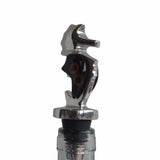 Sea Horse Wine Stopper Handcrafted in Recycled Aluminum and Natural Inserts