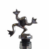 Frog Wine Stopper Handcrafted in Recycled Aluminum and Natural Inserts