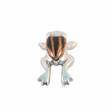 Frog Mini Figurine Handcrafted in Recycled Aluminum and Natural Inserts