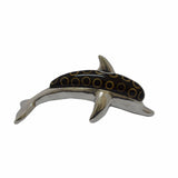 Dolphin Large Figurine Handcrafted in Recycled Aluminum with Natural Inserts
