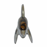 Shark Figurine Handcrafted in Recycled Aluminum with Natural Inserts.