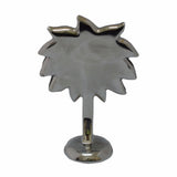 Lion Head Figurine Handcrafted in Recycled Aluminum with Natural Inserts