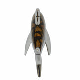 Shark Figurine Handcrafted in Recycled Aluminum with Natural Inserts.