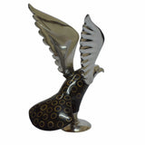 Eagle Figurine Handcrafted in Recycled Aluminum with Natural Inserts