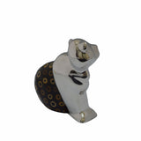 Bear Figurine Handcrafted in Recycled Aluminum with Natural Inserts