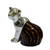Bear Figurine Handcrafted in Recycled Aluminum with Natural Inserts
