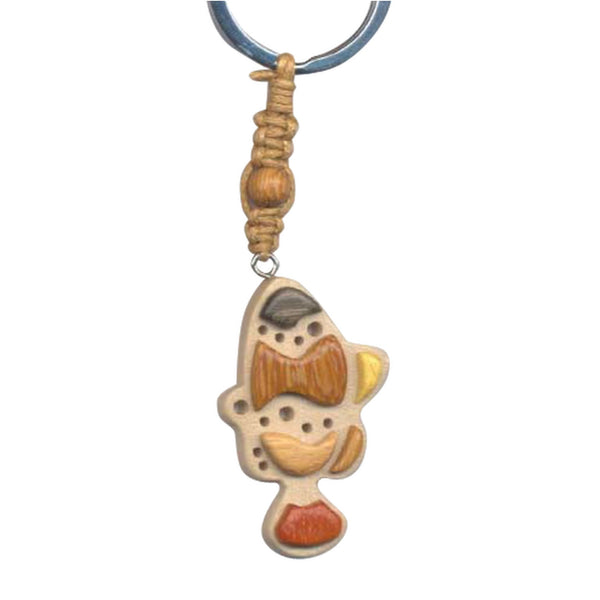 Clown Fish Key Chain Handcrafted in Wood with Inserts