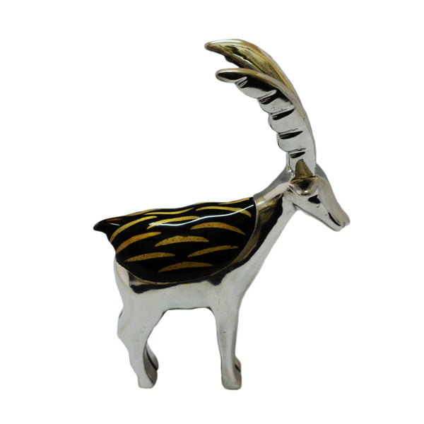 Deer Figurine Handcrafted in Recycled Aluminum and Natural Inserts