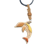 Dolphin Key Chain Handcrafted in Wood with Inserts