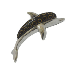 Dolphin Large Figurine Handcrafted in Recycled Aluminum with Natural Inserts