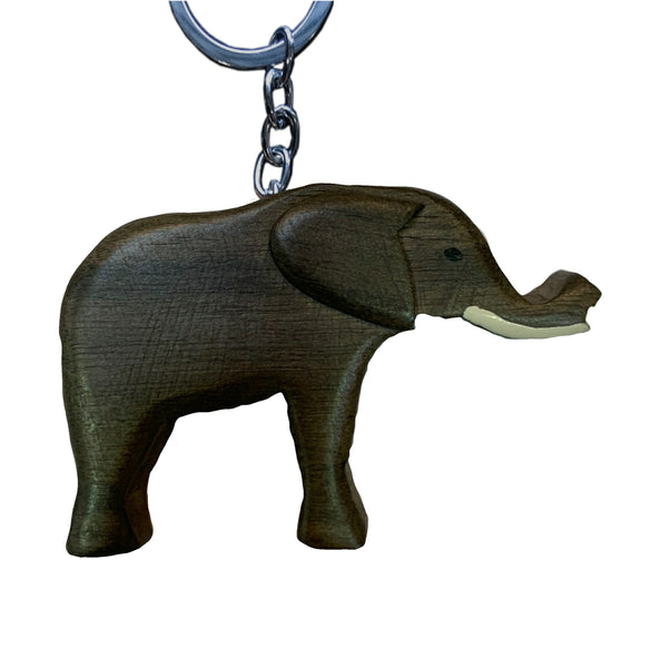 Elephant Key Chain Handcrafted in Wood - Realistic