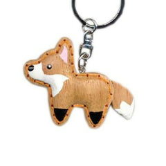 Fox Key Chain Handcrafted in Wood - Patchwork