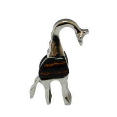 Giraffe Figurine Handcrafted in Recycled Aluminum and Resin with Mahogany Inserts