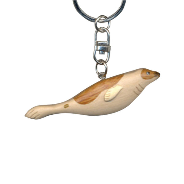 Harp Seal Key Chain Handcrafted in Wood
