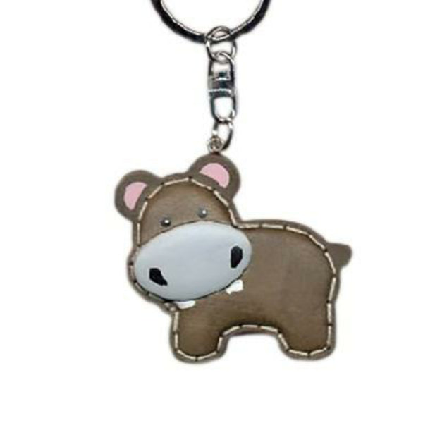 Hippo Key Chain Handcrafted in Wood - Patchwork