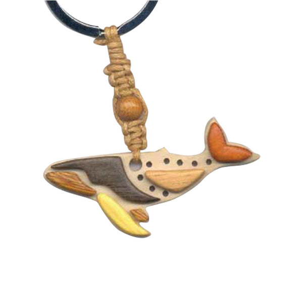 Humpback Whale Key Chain Handcrafted in Wood with Inserts