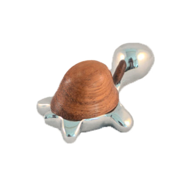 Land Turtle Mini Figurine Handcrafted in Recycled Aluminum and Wood