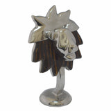 Lion Head Figurine Handcrafted in Recycled Aluminum with Natural Inserts