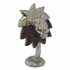 Lion Head Figurine Handcrafted in Recycled Aluminum