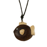 Necklace with Assorted Fish Designs Handcrafted in Wood