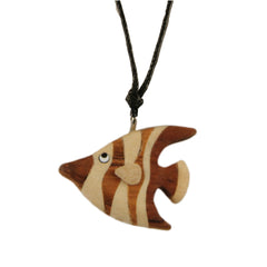 Necklace with Assorted Fish Designs Handcrafted in Wood
