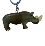 Rhino Key Chain Handcrafted in Wood - Realistic