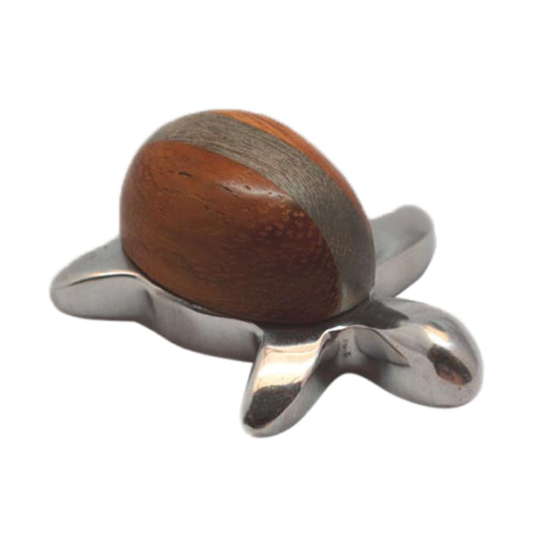 Sea Turtle Mini Figurine Handcrafted in Recycled Aluminum and Wood