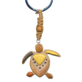 Sea Turtle Key Chain Handcrafted in Wood with Inserts
