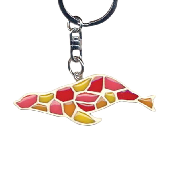Seal Key Chain Handcrafted in Wood with Color Resin Inserts
