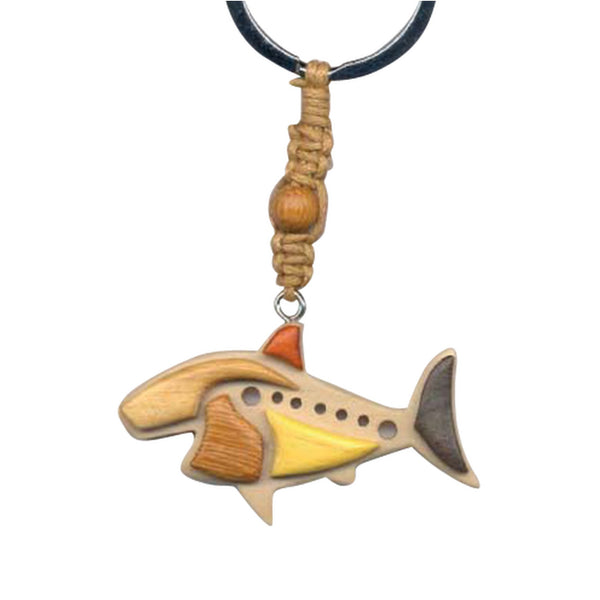 Shark Key Chain Handcrafted in Wood with Inserts
