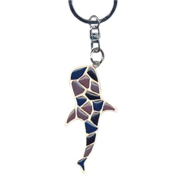 Whale Shark Key Chain Handcrafted in Wood with Color Resin Inserts