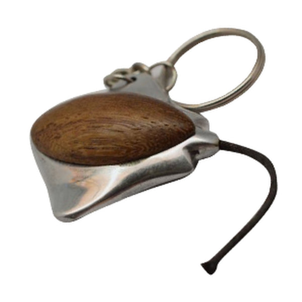 Sting Ray Key Chain Handcrafted in Recycled Aluminum and Wood