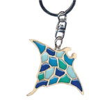 Sting Ray Key Chain Handcrafted in Wood with Color Resin Inserts