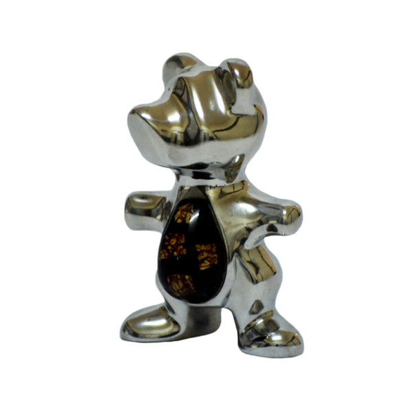 T Bear Mini Figurine Handcrafted in Recycled Aluminum and Natural Inserts