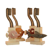 Toothbrush Holder in Assorted Fish Designs Handcrafted in Wood