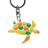 Sea Turtle Key Chain Handcrafted in Wood with with Color Resin Inserts