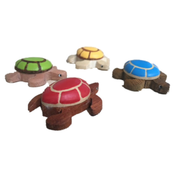 Sea Turtle Collection Medium Figurine Handcrafted in Wood - Vibrant Colors