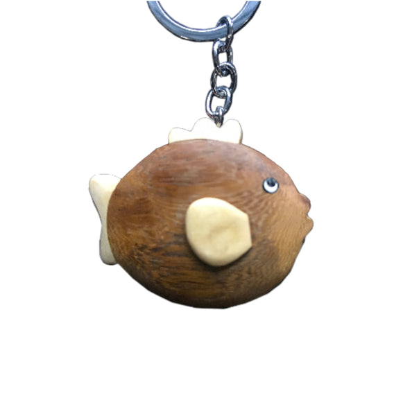 Balloon Fish Key Chain Handcrafted in Wood
