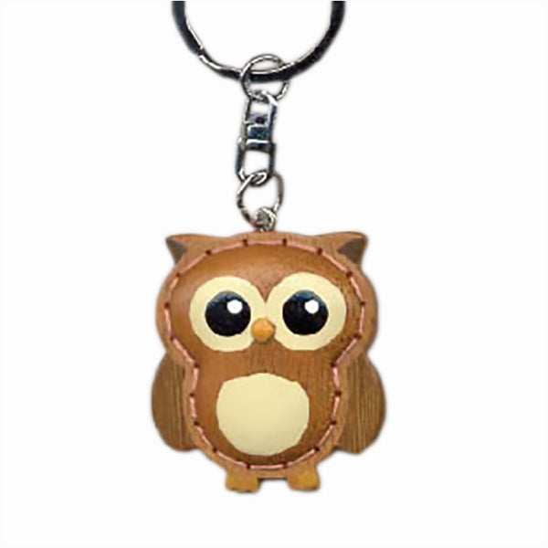 Owl Key Chain Handcrafted in Wood - Patchwork